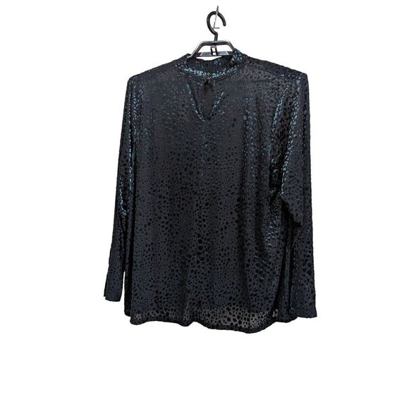Lane Bryant Womens Size 26/28Long Sleeve  Velour Blouse  Green Leopard Print - Picture 5 of 8